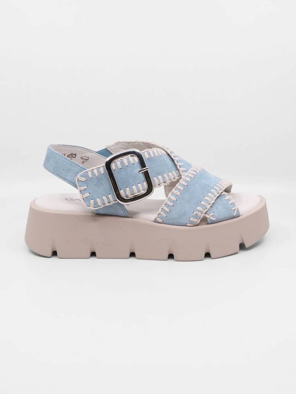 NEW GABOR women's stitched suede platform sandal in sky blue